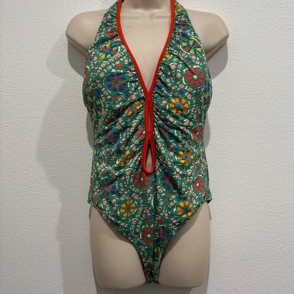 RHODE x Target "Zinnia" Halter One Piece Swimsuit High Leg Cheeky V-Neck Size XL - Picture 2 of 12